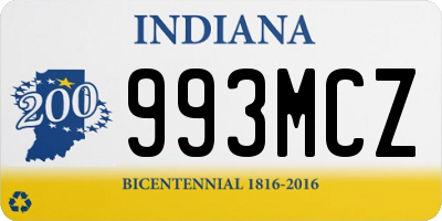 IN license plate 993MCZ