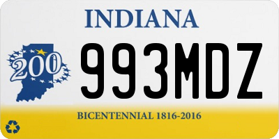 IN license plate 993MDZ