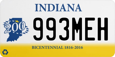 IN license plate 993MEH