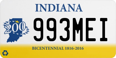 IN license plate 993MEI