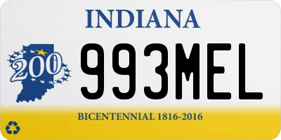 IN license plate 993MEL