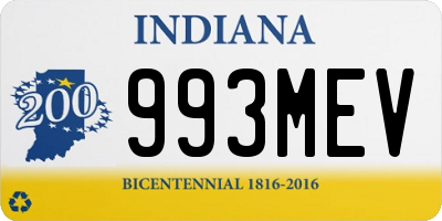 IN license plate 993MEV