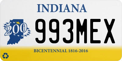 IN license plate 993MEX