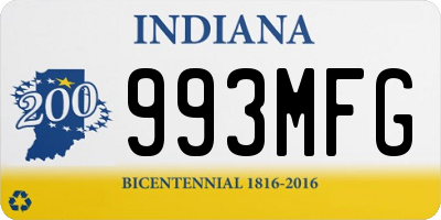 IN license plate 993MFG