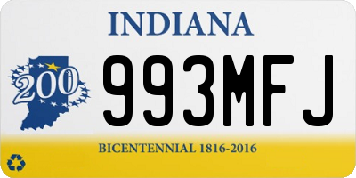 IN license plate 993MFJ