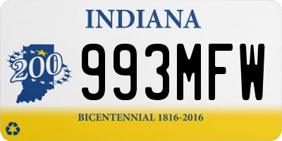 IN license plate 993MFW