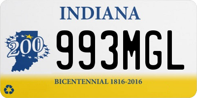 IN license plate 993MGL