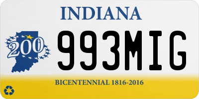 IN license plate 993MIG