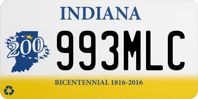 IN license plate 993MLC