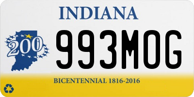 IN license plate 993MOG