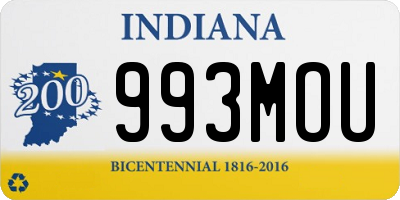 IN license plate 993MOU