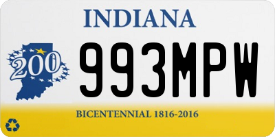 IN license plate 993MPW