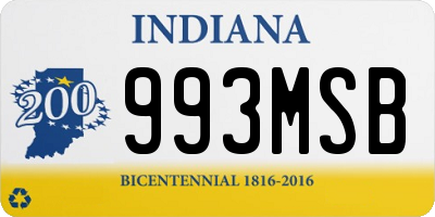 IN license plate 993MSB