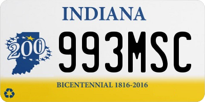 IN license plate 993MSC