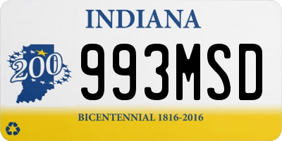 IN license plate 993MSD