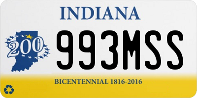 IN license plate 993MSS