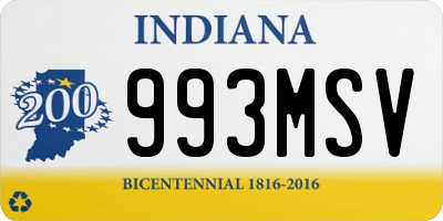 IN license plate 993MSV