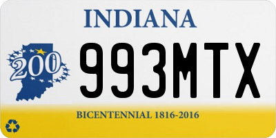 IN license plate 993MTX