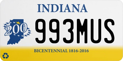 IN license plate 993MUS