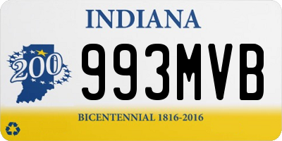 IN license plate 993MVB