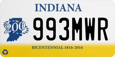 IN license plate 993MWR