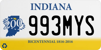 IN license plate 993MYS