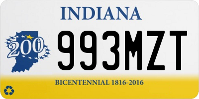 IN license plate 993MZT