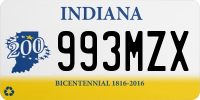 IN license plate 993MZX