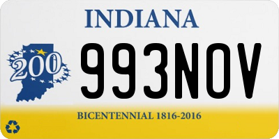 IN license plate 993NOV