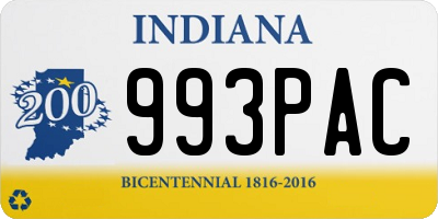 IN license plate 993PAC