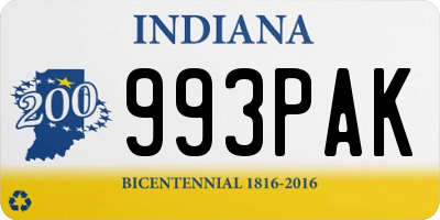 IN license plate 993PAK