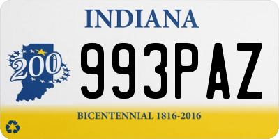 IN license plate 993PAZ