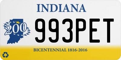 IN license plate 993PET