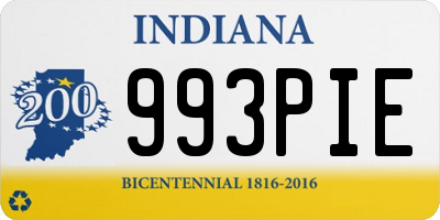 IN license plate 993PIE