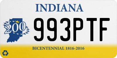 IN license plate 993PTF