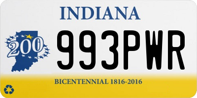 IN license plate 993PWR