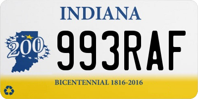 IN license plate 993RAF