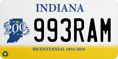 IN license plate 993RAM