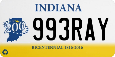 IN license plate 993RAY