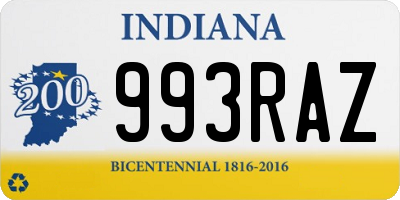 IN license plate 993RAZ