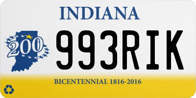 IN license plate 993RIK