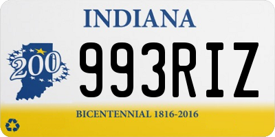 IN license plate 993RIZ