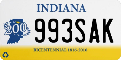 IN license plate 993SAK