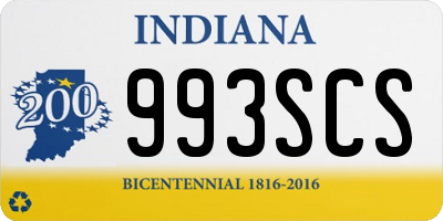 IN license plate 993SCS