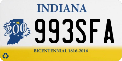 IN license plate 993SFA