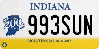 IN license plate 993SUN