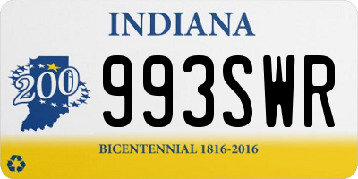 IN license plate 993SWR