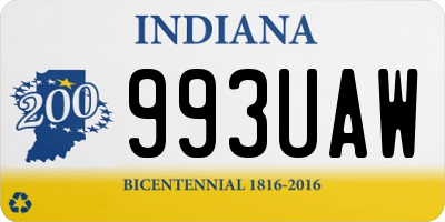 IN license plate 993UAW