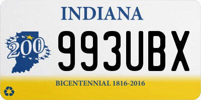 IN license plate 993UBX
