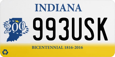 IN license plate 993USK